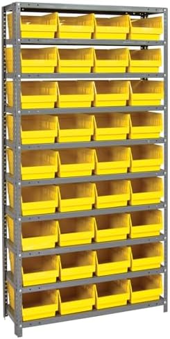 Quantum Storage Systems 1875-208YL Store More Steel Shelving Unit with 6" Shelf Bins, 18" D x 36" W x 75" H, Yellow by QuantumStorageSystems