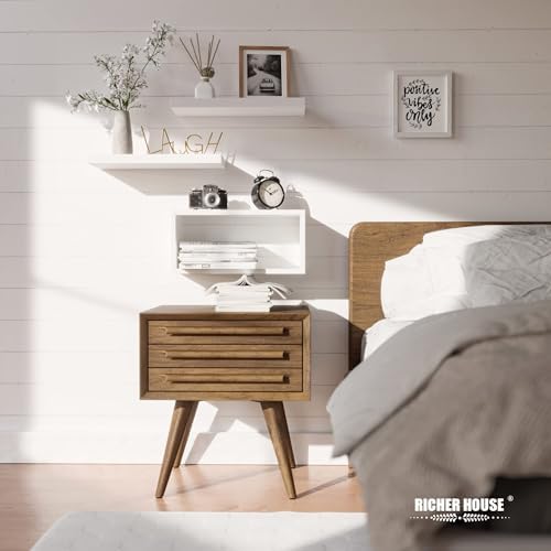 RICHER HOUSE 3-Set White Floating Wall Shelves, Bathroom Shelf Over Toilet - Image 6