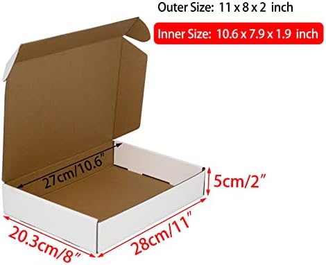 11x8x2 Inches Shipping Boxes Pack of 25, White Corrugated Cardboard Boxes for Small Bussiness - Image 2