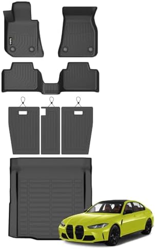 Wailtnb-for BMW M3 2020-2027 All Weather Floor Liner Car Mat for BMW M3 G80 Custom Fit Automotive Full Set Accessories (Floor Mat& Cargo Mat& Backrest Mat) by Wailtnb