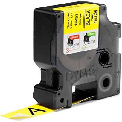 DYMO Rhino Industrial Flexible Nylon Labels 3/4" x 11.5' Black Print on Yellow Tape - Image 2