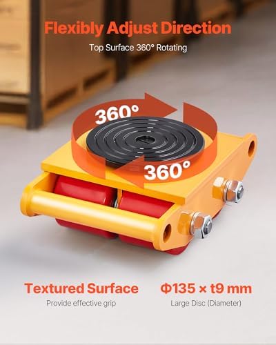 VEVOR 4PCS Machinery Skates Dollies, 17,637 lb Heavy Duty Equipment Moving Skates with 4 PU Wheels, 360° Rotation Non-Slip Cap, Low-Profile Industrial Mover Rollers for Factory, Warehouse, Workshop - Image 3