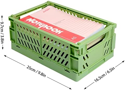 4 Pack Pastel Crates for Storage, Plastic Folding Basket, Colorful Small Storage Containers for Bedroom Office Classroom Bathroom Desktop Drawer Organizer Decor (9.8x6.5x3.8inch) - Image 3