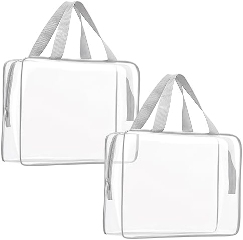 2Pcs Crystal Clear PVC Travel Toiletry Bag Kit for Women Men, Cosmetic Bags by ROYBENS