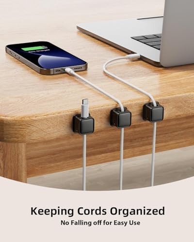 18 Pack Cord Organizer, Magnetic Cable Clips, Under Desk Management, Black - Image 2