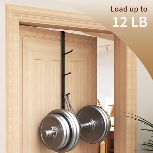 niffgaff Door Hooks Towel Hanger: Black Heavy Duty Over Door Coat Hanger for Bathroom，Bedroom，4 PCS,for 1.7'' Doors - Image 5