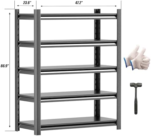 Garage Shelving, 48"W x 24"D x 87"H, Heavy Duty Metal Storage Shelves - Image 2