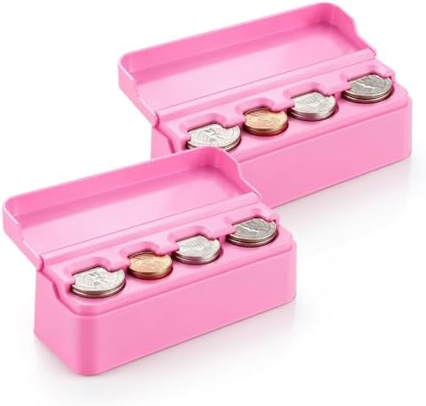 SINGARO Coin Holder for Car, Coin Change Organizer Compatible with Coins of Different Sizes, Dash-Mounted Holder Suitable for Most Cars, Trucks(2PCS Pink) by SINGARO