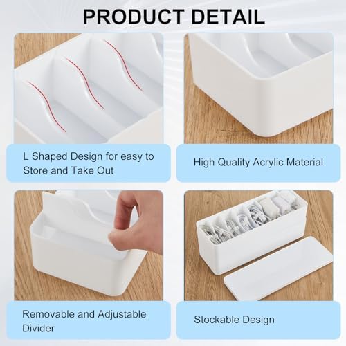 Tatuo Cord Organizer Box with Lid, White, 2 Pack - Image 4