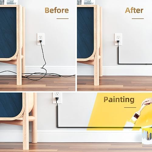 Delamu Black Cord Hider, 85in Cord Covers for Wires on Wall, One-Cord Cable Hider, Wire Hiders Wire Covers for TV Cords on Wall, Easy Mount Cable Cover Management Kit, 6X L14.2 W0.59 H0.4in, Black - Image 3