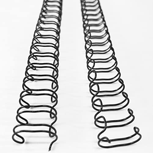 Binditek 100 Pack Double Loop Wire Binding Spines, 3/8Inch Binding Wire for Letter Size, 3:1 Pitch, 60 Sheet Capacity, 32-Loop, Black, for Students and Coworkers by Binditek