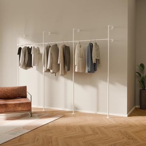pamo White Clothing Rack Wall Mounted – 117" W × 87" H, 750 lbs by pamo