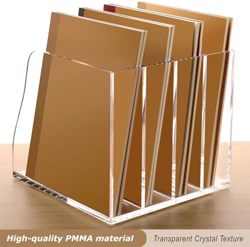 SANRUI Acrylic Desk File Organizer, Clear Magazine File Holder 4 Slot - Image 6