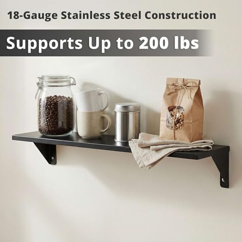 6" x 24" Small Stainless Steel Wall Shelf, Heavy Duty Storage Rack for Kitchen, Bathroom, Garage - Image 3