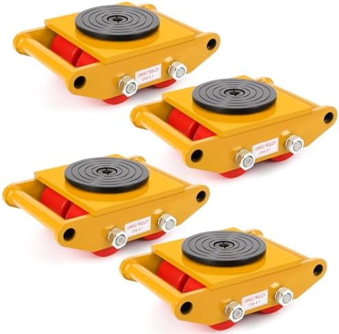 4-Pack Steel Machine Skates - 6T Capacity,360° Rotation,13200 lbs Heavy Duty Machinery Mover for Industrial Use, Yellow by Unknown