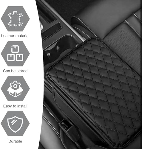 Upgraded Car Center Console Cover, Microfiber Leather Armrest Cover Cushion with 2 Storage Bags, Scratch-resistant Armrest Storage Box, Universal Car Interior Protector Accessories (Black) - Image 3