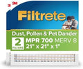 Filtrete 21x21x1 Air Filter, MERV 8, MPR 700, 2 HVAC Filters by Filtrete
