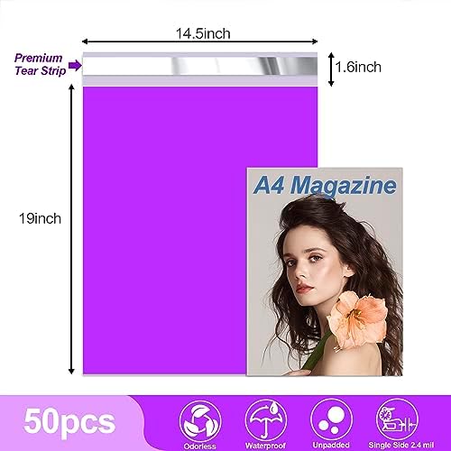JinRuiKJ Thank You Poly Mailers 14.5x19 Inch, 50 PCS, Purple - Image 2