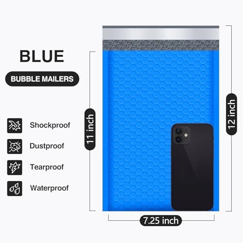 UCGOU Bubble Mailers 7.25x12" 25 Pack Usable Size 7.25x11" Blue Padded #1 - Image 2
