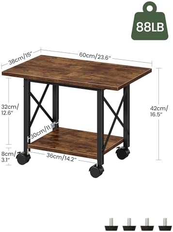 CHOEZON 23.6" Printer Stand, with Locking Wheels Adjustable Feet - Image 4