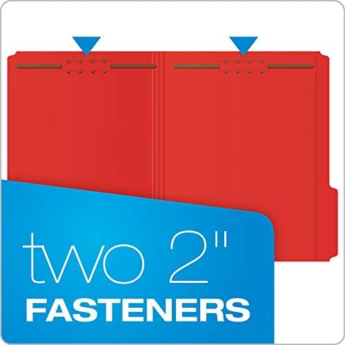Pendaflex Fastener Folders, 2 Fasteners, Letter Size, Red, 1/3 Cut Tabs in Left, Right, Center Positions, 50 per Box (22740), Specialty (Pack of 5) - Image 2