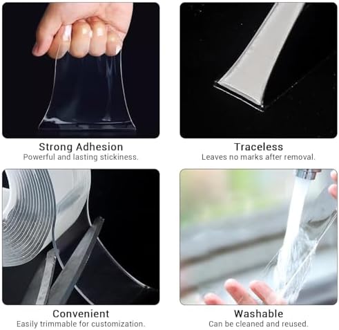 Double Sided Tape, Nano Tape, Transparent Adhesive Tape, Traceless Adhesive Tape, Removable, Washable, Reusable, Suitable for Carpets, Photo Walls, 3m Per Roll, 80 Rolls - Image 7