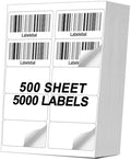 [500 Sheets 5000 Pcs] 10-UP 2''x4'' Shipping Labels for Laser & Inkjet Printers, 2" x 4" Mailing Stickers, 10 Pcs Per Page Shipping Labels,8.5"×11" White 500 Sheets for Printer by Labelebal