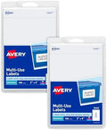 Avery® Printable All-Purpose Removable Labels, 2" x 4", Customizable Blank White Labels, Write or Print, Great for Organization Projects, 2 Packs, 200 Total (7827) by Avery
