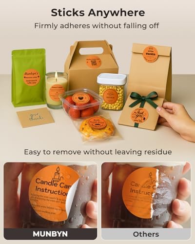 MUNBYN 2 Inch Orange Circle Thermal Labels for Business, 750 Sheets/1 Roll - Image 6