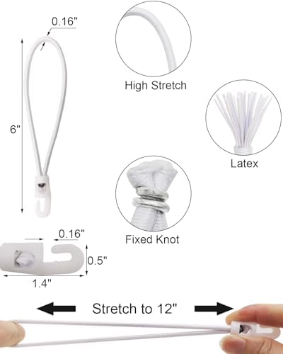 ABINLIN Small Bungee Cords with Hooks Heavy Duty 6 Inch 25 Pcs White - Image 2