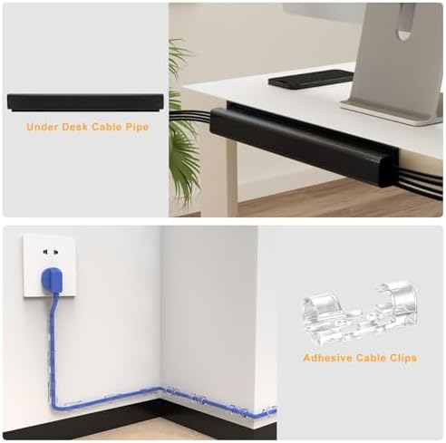 494 PCS Cable Management Kit - 4 Cable Sleeve Split, 2 Cable Organizer, 130 Adhesive Cable Clip, 6 Cable Holder, 2 Roll Cable Organizer Strap, 300 Cable Tie with 50 Mount, for Computer TV Under Desk - Image 4