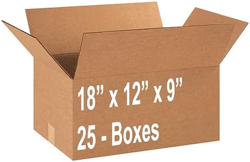 (18 x 12 x 9) - (25 Pack) Corrugated Cardboard Boxes for shipping and moving up to 65 lbs by Unknown