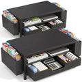 ECOLOVI Desk Organizer and Accessories, 2-Tier Computer Monitor Stand Rise with Storage Drawer & 2 Pen Holders, Laptop & Printer Stand for Desktop, Workspace Organizers for Office Supplies (Black 2-Pack)) by ECOLOVI