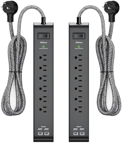 2 Pack Surge Protector Power Strip with 6 Outlets 4 USB Ports by Mifaso