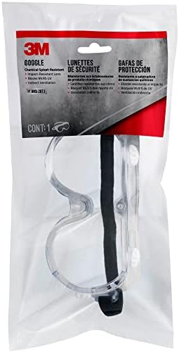 3M Chemical Splash Goggles, Impact Resistant, 99.9% UV Block, Scratch Resistant, Adjustable Fit (91252H1-DC-10) by Unknown