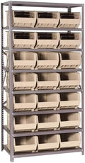 Quantum Storage Systems QSBU-255IV Giant Open Hopper Steel Shelving System, 18" D x 36" W x 75" H, with 8 Shelves and 21 QUS255 Bins, Ivory by QuantumStorageSystems