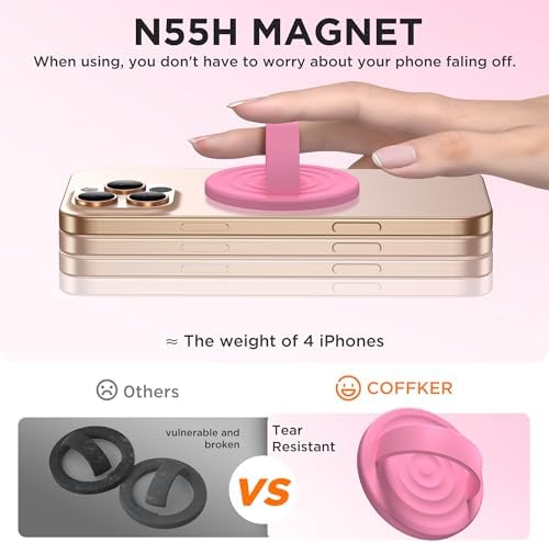 CCOFFKER Magnetic Phone Grip for MagSafe, Silicone Ring Grip,Tender Pink - Image 5