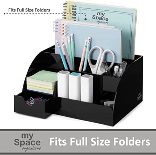 My Space Organizers Black Desk Organizer with 9 Compartments - Desktop Office Supplies and Desk Accessories Organizer - Image 3
