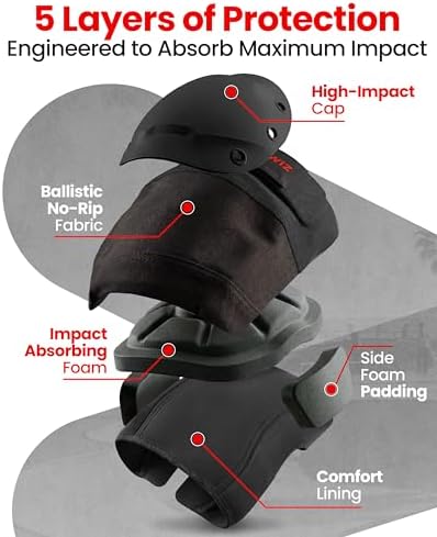 SKATEWIZ Bike Knee Pads - Skateboard Safety Gear - Shield - Size M/L Black - Skate & Skateboarding Wrist Guards for Skating Adult with Elbow Pads - Roller Skates, Inline Skates - Image 3