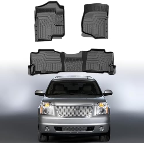 Mixsuper Custom Fit for Floor Mats 2007-2014 Cadillac Escalade/Chevrolet Tahoe/GMC Yukon All Weather Floor Liners Durable 1st & 2nd Row Mat Liner Set Black by Mixsuper