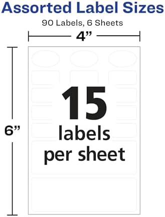 Avery® No-Iron Fabric Labels, Assorted Shapes and Sizes, Washer and Dryer-Safe, White, Non-Printable, 45 Labels Per Pack, 90 Total (2-Pack of 40700) - Image 6