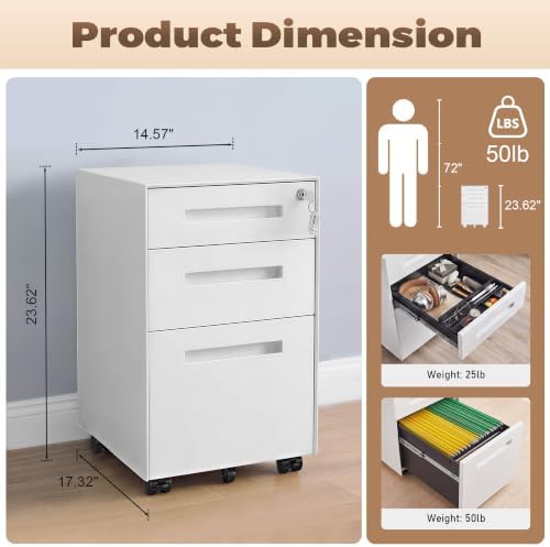 Guizeeopo Fully Assembled Home Office Filing Cabinet with Lock - Image 3
