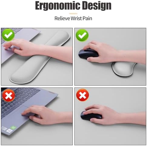 Bloss Leather Desk Pad and Keyboard Wrist Rest, Large Mouse Pad + Keyboard Pad+Mouse Wrist Support, Non-Slip Desk Mat Protector for Office, Home(31.5×15.7 Inches, Light Grey) - Image 6