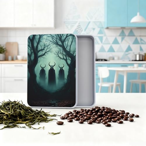 Large Metal Tins Box-7.1” x4.7”x2“ Rectangular Empty Storage Box With Lid Decorative Organizer Storage Tin Case For Office/Cookie/Candy/Jewelry/Photo/Letter-Skull Forest - Image 5