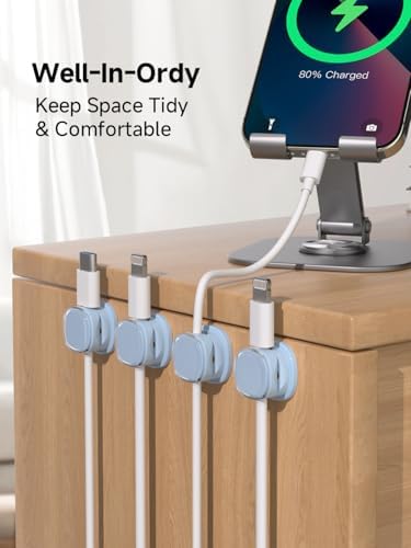 Magnetic Cable Clips, Adjustable Cord Holder Management, Adhesive Wire Keeper Organizer for Home Office Desk Phone PC Car Wall Desktop Nightstand Appliance (9-PCS Blue) - Image 4