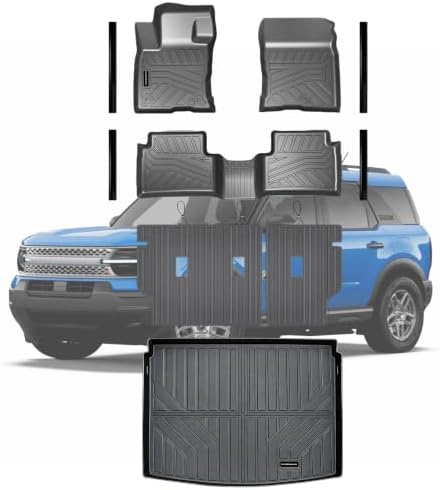 Ford Bronco Floor Mats & Cargo Liner with Backrest Protectors Custom Fit for 2021-2025 2026 Bronco Sport (Non Hybrid) TPE All Weather Protection 2 Rows and Door Sill Guards Accessories by SANBAN-AXE
