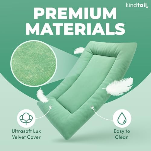 KindTail Dog Crate Pad - Soft Velvet, Reversible Bed - Machine Washable Kennel Mat for Pets up to 25 lbs - Mattress for Cozy Sleeping - 25” x 19” x 1” (Light Grey, Medium) - Image 4