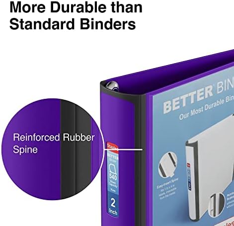 Staples Better 2-Inch 3-Ring Binder, Purple, Heavy-Duty - Image 5