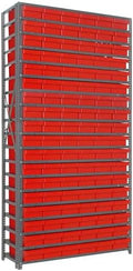 Quantum Storage Systems 1275-401RD Solid Heavy Duty 19 Shelves 108 Super Tuff Euro Red Bins 75" H x 36" W x 12" D by QuantumStorageSystems