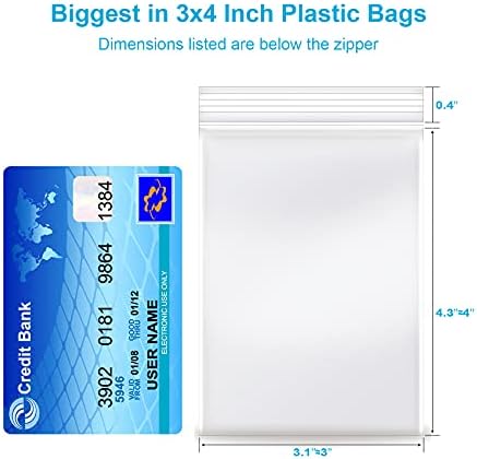 200 Pcs Small Plastic Bags, 3 x 4 inch Jewelry clear plastic bags, Resealable Zipper, Transparent clear zip Bag gies for Small Business, Storage, Candy - Image 2